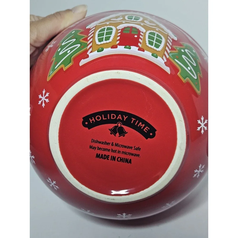 Holiday Time Home Sweet Home Gingerbread House Red Ceramic 2 Quart Batter Bowl